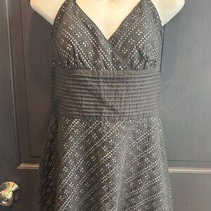 White House Black Market Black One-Shoulder Eyelet Dress